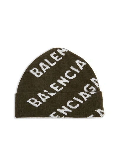 Shop Balenciaga Men's Logo Wool-blend Beanie - Acid Green