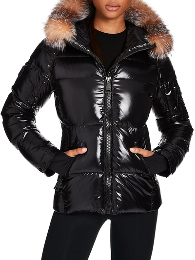 Shop Sam Women's Blake Fur-trim Puffer Down Jacket In Jet