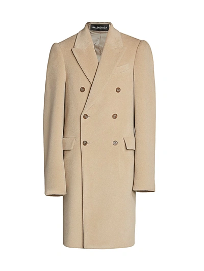 Shop Balenciaga Steroid Double-breasted Trench Coat In Oat Beige