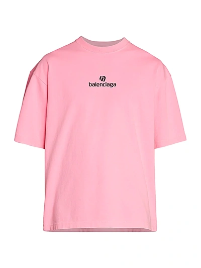 Shop Balenciaga Sponsor Vintage-logo Jersey T-shirt In Bubble Gum Pink