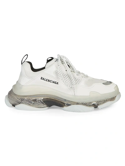 Shop Balenciaga Triple S Clear Sole Sneakers In White Grey