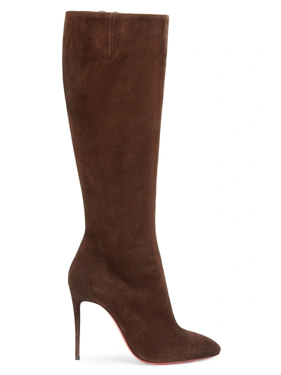 Shop Christian Louboutin Women's Eloise Tall Suede Boots In Arabica