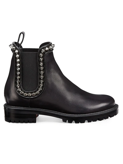 Shop Christian Louboutin Capahutta Spiked Leather Chelsea Boots In Black Silver
