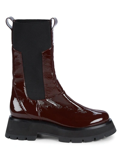 Shop 3.1 Phillip Lim / フィリップ リム Kate Lug-sole Patent Leather Combat Boots In Wine