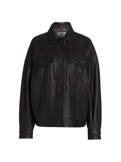 Shop J Brand Women's Drew Oversized Leather Jacket In Black