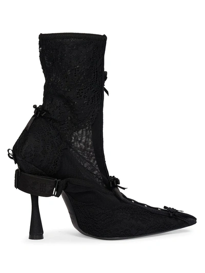 Shop Balenciaga Lingerie Knife Lace Ankle Boots In Black