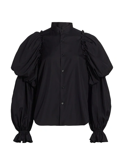 Shop Noir Kei Ninomiya Women's Tiered Balloon-sleeve Poplin Shirt In Black