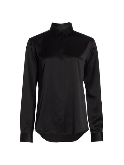 Shop Saint Laurent Silk Button-down Shirt In Nero