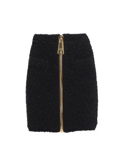 Shop Moschino Oversized Zip Fluffy Skirt In Black