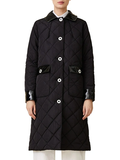 Shop Jane Post Women's Long Quilted Coat In Black