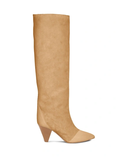Shop Isabel Marant Women's Leoul Suede & Leather Tall Boots In Beige