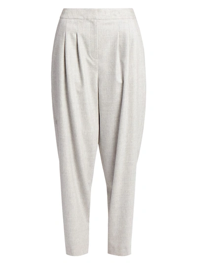 Shop Loulou Studio Farina Pleat-front Wool & Cashmere Stretch Pants In Grey Melange