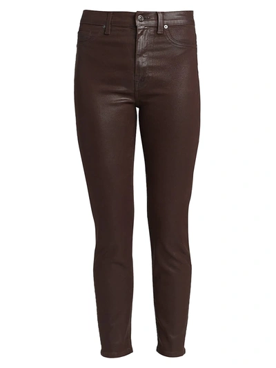 Shop 7 For All Mankind High-rise Coated Ankle Skinny Jeans In Coated Mocha