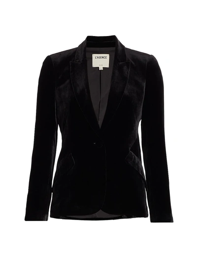 Shop L Agence Chamberlain Velvet Blazer In Black