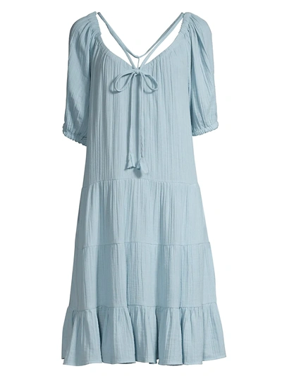 Shop Rebecca Taylor Double Gauze Tiered Dress In Blue Haze