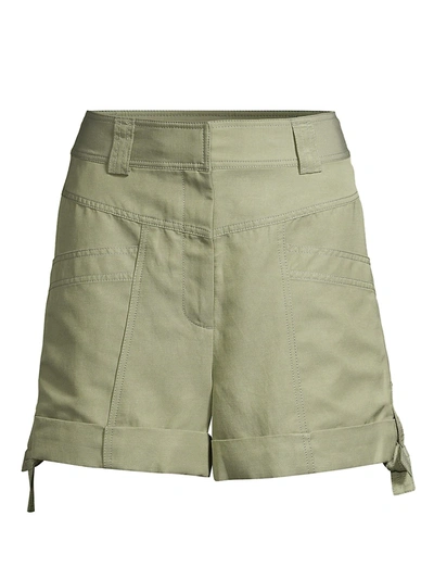 Shop Rebecca Taylor Twill High-rise Shorts In Olive