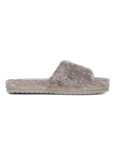 Shop Vince Women's Kalina Shearling-lined Suede Slippers In Marble