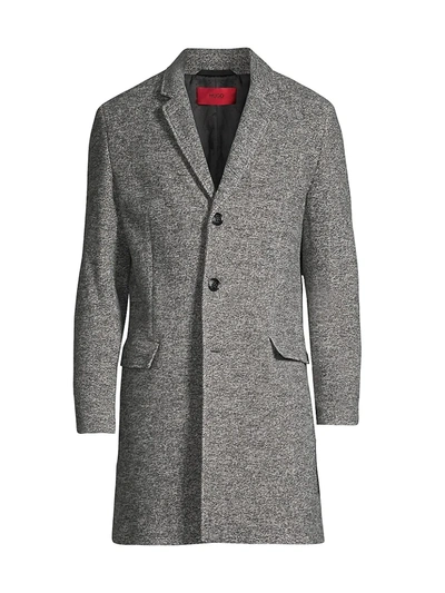 Shop Hugo Migor Slim-fit Tweed Coat In Silver
