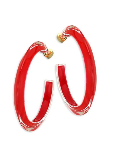 Shop Alison Lou 14k Goldplated & Lucite Medium Jelly Hoop Earrings In Red