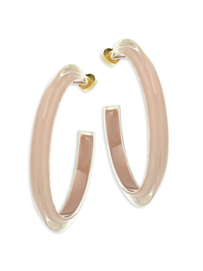 Shop Alison Lou Women's 14k Goldplated & Lucite Medium Jelly Hoop Earrings In Nude