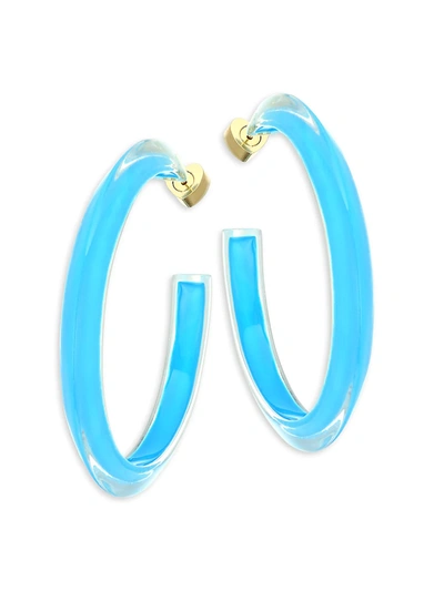 Shop Alison Lou Women's 14k Goldplated & Lucite Medium Jelly Hoop Earrings In Blue