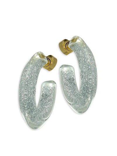 Shop Alison Lou 14k Goldplated & Lucite Small Glitter Jelly Hoop Earrings In Silver
