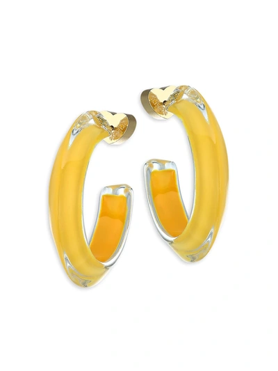Shop Alison Lou Women's 14k Goldplated & Lucite Small Jelly Hoop Earrings In Mustard