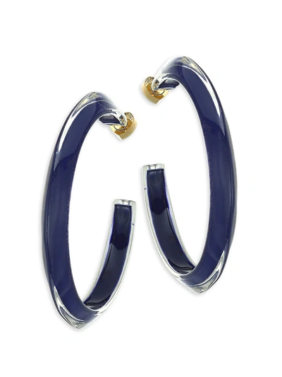 Shop Alison Lou Women's 14k Goldplated & Lucite Medium Jelly Hoop Earrings In Navy