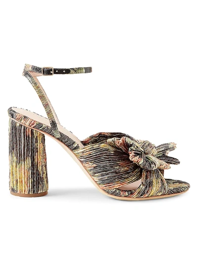 Shop Loeffler Randall Camellia Knotted Floral Sandals In Dark Floral