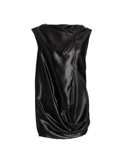 Shop Rick Owens Draped Faux-leather Top In Black