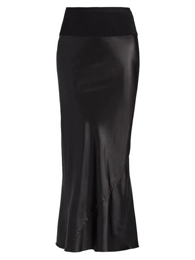 Shop Rick Owens Asymmetric Latex Midi Skirt In Black