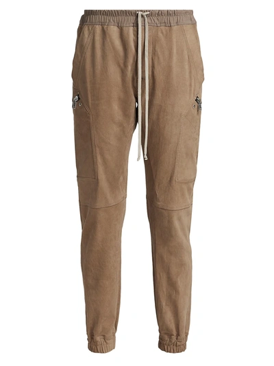 Shop Rick Owens Women's Stretch Suede Cargo Joggers In Dirt