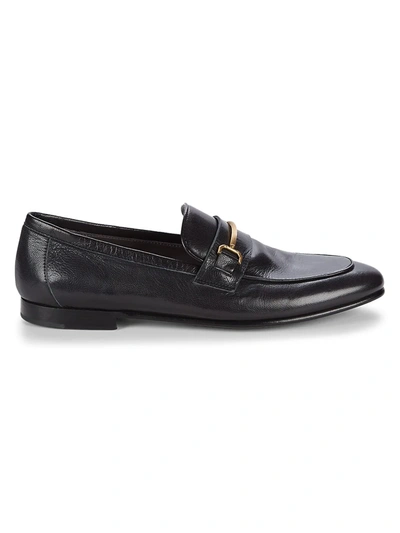 Shop Alfred Dunhill Chiltern Roller Bar Leather Loafers In Black