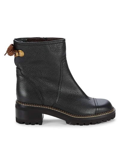 Shop See By Chloé Women's Aylin Leather Combat Boots In Nero
