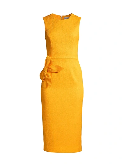 Shop Rebecca Vallance Andie Sleeveless Bow Midi Dress In Yellow