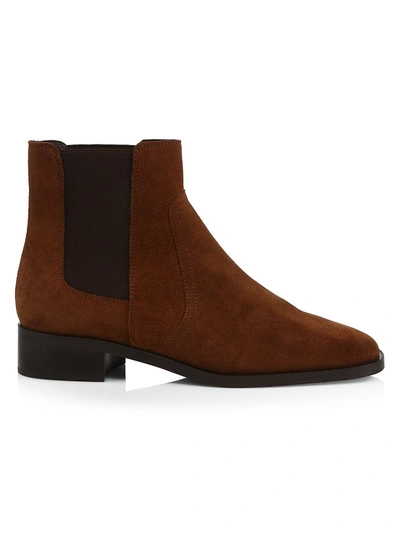 Shop Aquatalia Tamera Block-heel Suede Chelsea Boots In Chestnut