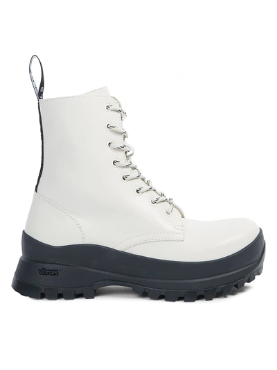 Shop Stella Mccartney Trace Lug-sole Combat Boots In Ivory