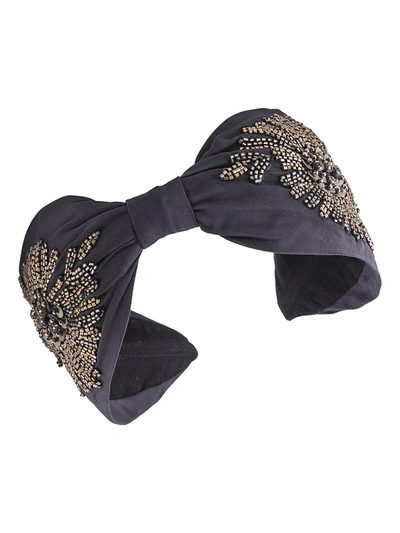 Shop Namjosh Sequin-embellished Knotted Headband In Navy