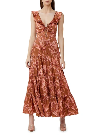Shop Significant Other Women's Soller Tiered Ruffle Dress In Chestnut Palm