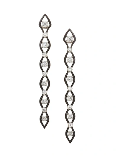 Shop Etho Maria Women's Diamonds In Color 18k White Gold, Diamond & Ceramic Linear Earrings