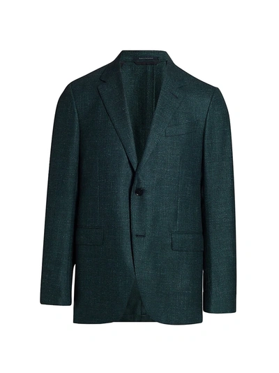 Shop Ermenegildo Zegna Textured Wool-blend Sports Jacket In Green