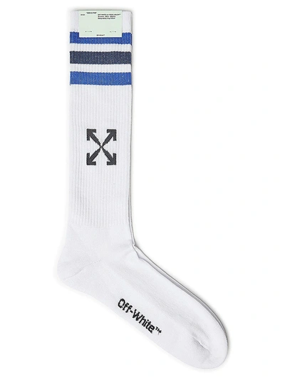 Shop Off-white Men's Logo Extra Long Socks In White Grey