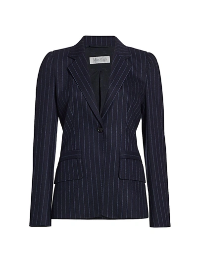 Shop Max Mara Women's Pagina Pinstripe Wool & Cashmere Blazer In Midnight Blue