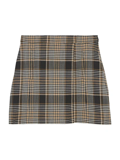 Shop Theory Plaid Wrap Wool-blend Mini Skirt In Black Multi
