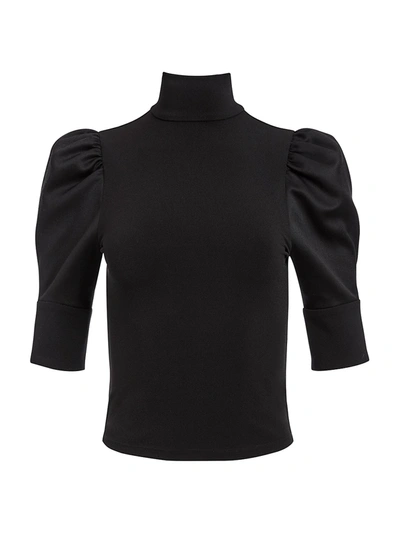 Shop Alice And Olivia Mckayla Turtleneck Cropped Top In Black