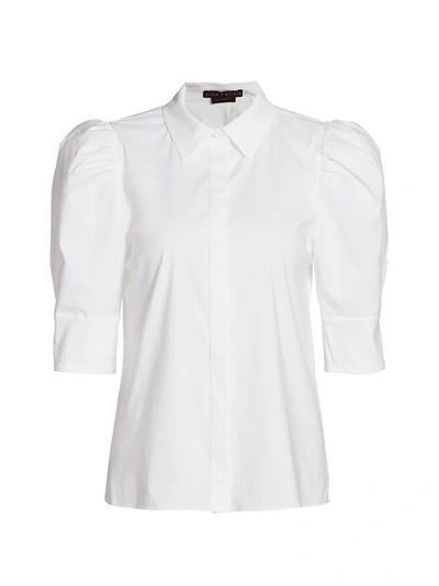 Shop Alice And Olivia Willa Puff-sleeve Blouse In Off White