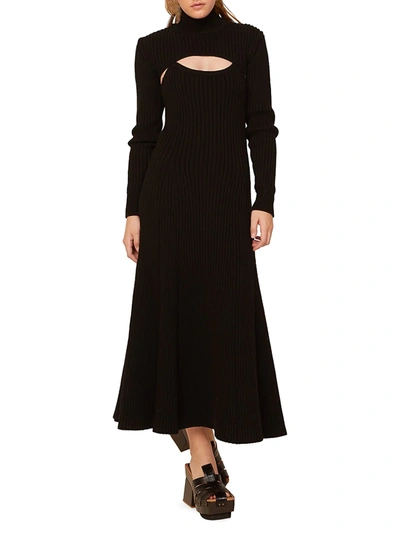 Shop Rosie Assoulin Thousand-in-one-ways Ribbed Wool Turtleneck Dress In Black
