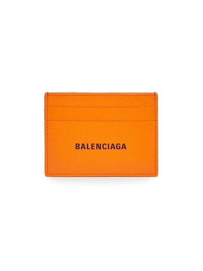 Shop Balenciaga Cash Leather Card Case In Orange