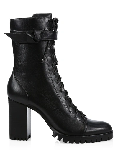 Shop Alexandre Birman Women's Evelyn Block-heel Leather Combat Boots In Black