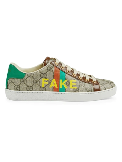 Shop Gucci New Face Fake Sneakers In Ebony Multi
